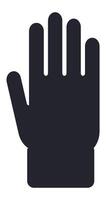Simple black silhouette of open hand with five fingers extended upwards, isolated on white background, representing concepts such as greeting, voting, or counting vector