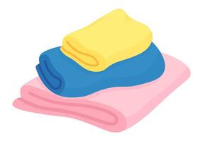 Soft and fluffy towels folded neatly, creating a colorful and inviting stack, perfect for adding a touch of comfort and style to any bathroom vector