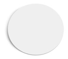 White blank circle casting a soft shadow on a pristine white background, creating a visually appealing and minimalistic design with ample copy space for various applications vector