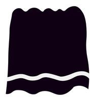 Simple illustration of a black curtain with a white stripe waving gently, isolated on a white background, perfect for theater or interior design projects vector