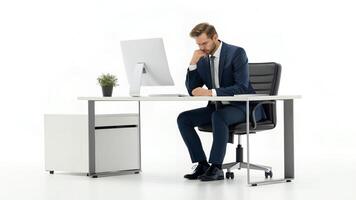 Man Sitting at Desk Thinking in Modern Office photo