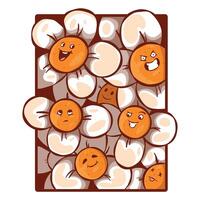 Flower Characters with different expressions. vector