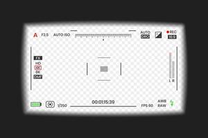 Camera viewfinder format or photo frame recorder flat style design illustration. vector