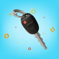 3d Auto Car Key with Remote Control Cartoon Design Style. vector