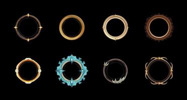 Color Different Fantasy Game Avatar Frame Set. vector