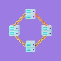 3d Blockchain Technology Cartoon Design Style Crypto Currency Concept. vector