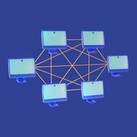 3d Decentralized Financial System Blockchain Technology Cartoon Design Style. vector