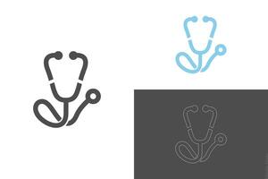 Stethoscope Icon in Solid Color and Editable Stroke Outline Styles for Medical and Healthcare Concept - Isolated Illustration vector