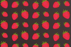 Seamless repeating pattern of strawberries on a dark background. illustration. vector
