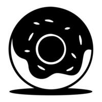 Black and white donut with sprinkles on top. vector