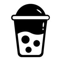 Black and white image of a cup with a straw and a lid vector