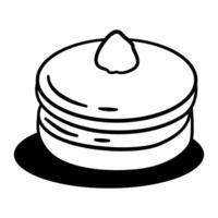 Cake with a strawberry on top. The cake is white and has a black outline vector