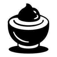 Bowl of ice cream with a spoon in it. vector