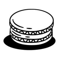 Close up of a cake with a black and white color scheme. The cake is a round shape and has a black vector