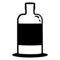 Bottle of liquor is shown in a black and white drawing. The bottle is empty and has a label on it vector