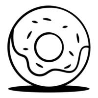 Donut with sprinkles on top. The donut is white and has a hole in the middle vector