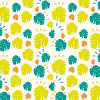 Seamless Abstract Summer Pattern Background Design Featuring Organic Shapes in Yellow and Teal Color Palette vector