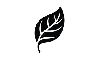 A minimalist black leaf illustration on a clean white background for design projects vector