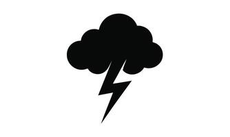 Simple black cloud and lightning bolt illustration symbolizing weather and thunderstorm conditions vector