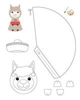 Alpaca template for coloring and building for games vector