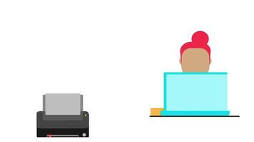 simple printer animation, printer has problem when used. video