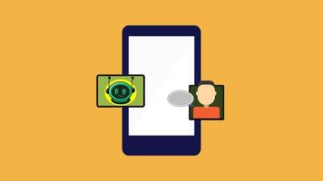 Chat bot technology concept, boy doing conversation with chatbot on a mobile phone, Ai robot, online support. video