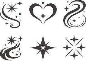 Star graphics collection of sparkles and heart shaped design elements vector