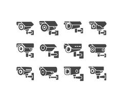 Surveillance camera icons set security system cctv different styles graphics vector