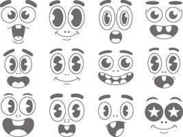Cartoon face expressions collection various emotions icons design elements vector