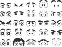 Cartoon eyes collection with different expressions in black and white style vector