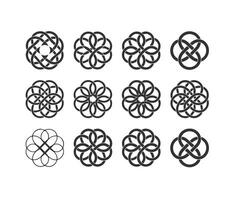 Celtic knot circle variety set of geometric interlocking shapes and patterns vector