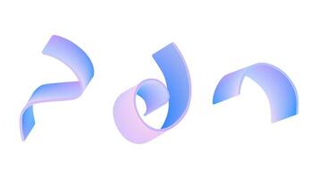 Abstract gradient wave with hologram ribbon swirl. Futuristic wavy flow in trendy blue and purple. Geometric squiggle texture for modern fluid art. Isolated confetti element for celebration design vector