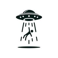 Relatable Graphic Showing a Man Beamed Aboard an Alien Spaceship with Escape Message vector