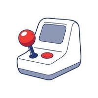 Retro Arcade Joystick Illustration with Red Ball and White Console for Gaming and Vintage Entertainment Themes vector