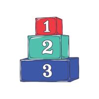 Stacked Numbered Blocks in Red Green and Blue for Child Development and Creative Educational Playtime Fun vector