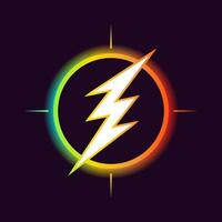 lightning simple neon color logo design vector
