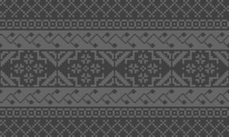 a detailed pattern composed of pixel designs with light gray flowers on dark gray background , design for fabric or various pattern printing works. vector
