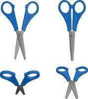 set of 3d scissors in different views. back to school element. realistic scissors illustration vector