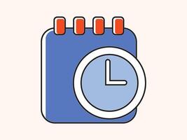 Calendar with Clock Flat design Icon. For Mobile and Web vector