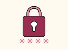 Flat style password icon with lock and asterisks vector