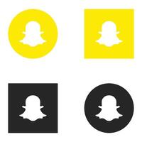 four different snapchat icons, one with a black and yellow background vector