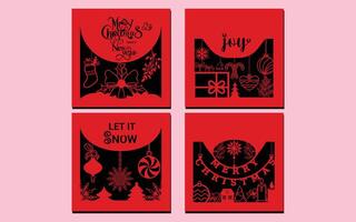 2 layer Christmas Card Designs with Christmas snowflake elements and Christmas text vector