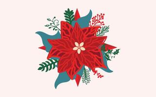 Vibrant multilayer Poinsettia and Greenery Holiday Arrangement vector
