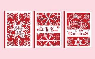 2 layer Christmas Card Designs with Christmas snowflake elements. vector