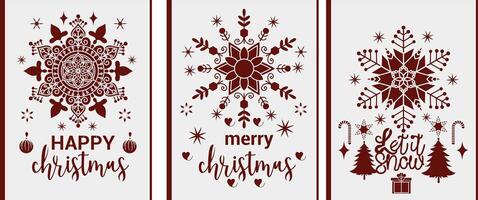 2 layer Christmas Card Designs with Christmas snowflake elements and Christmas text.. vector