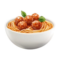 a spaghetti with meatballs in bowl on a transparent background png