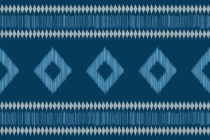 Ethnic pattern design of blue color background ikat pattern decor. vector