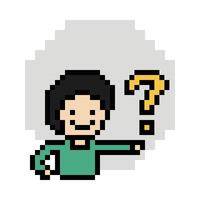8 bit design of question mark quiz confuse question man male boy retro decor. vector