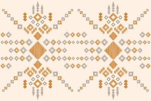 Design of geometric with brown cream background color ikat pattern wallpaper. vector