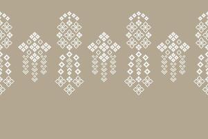 Pixel fabric pattern with brown color background decor ethnic style. vector